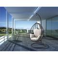 Simona Patio Swing Chair with Stand Beige Fabric & Black Wicker