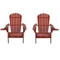 35 x 32 x 28 in. Foldable Adirondack Chair with Cup Holder Red - Set of 2