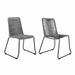 Metal Outdoor Dining Chair with Fishbone Weave Gray & Black - Set of 2