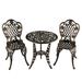 Rose Ornate Traditional Outdoor Patio Garden Aluminium Bistro Set Bronze - 3 Piece