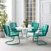 Outdoor Dining Set Turquoise Gloss & White Satin - Dining Table & 4 Chairs - 5 Piece