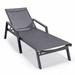 Marlin Patio Chaise Lounge Chair with Armrests in Black Aluminum Frame Black