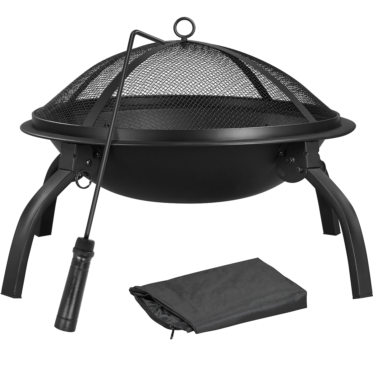 Yaheetech Feuerstelle Feuerschale mit Funkenschutz, Klappbare Feuerkorb Outdoor Fire Pits Feuerschalen für Garten oder Winter Heizung, Ø54 cm Image