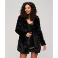 Superdry Women's Vintage Mid Faux Fur Coat Black - Size: 8