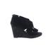 Michael Antonio Wedges: Black Print Shoes - Women's Size 9 - Peep Toe