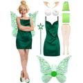 Xtinmee Halloween Fairy Costume Pixie Cosplay Women Dress Butterfly Wings Elf Ears Stockings Accessories for Party (Medium)