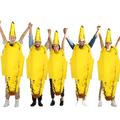 Xtinmee 6 Pcs Halloween Unisex Banana Costume Adult 49.2 Inches Yellow Fruit Costume Set Appealing Deluxe Banana Suit for Men Women Role Play Cosplay Party