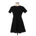 Boohoo Casual Dress - A-Line High Neck Short sleeves: Black Print Dresses - New - Women's Size 4