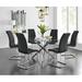 East Urban Home Tierra Sleek Metal & Glass Round Dining Table Set w/ 6 Faux Leather Dining Chairs Glass/Upholstered/Metal | 29.92 H in | Wayfair