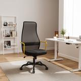 Ebern Designs Barrientez Mesh office Chair w/ Oversized Cushion, Ergonomic Desk Computer Chair for 300lbs Upholstered in Black/Brown | Wayfair