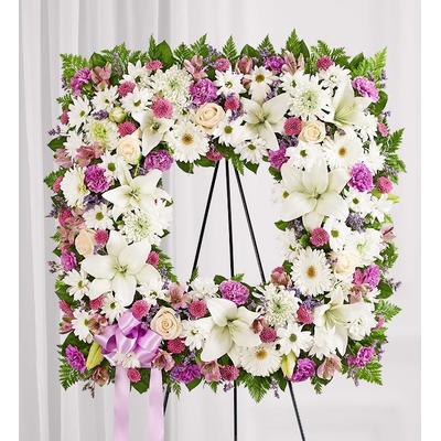 1-800-Flowers Sympathy Delivery Sentimental Solace Wreath - Lavender & White