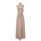 Dessy Collection Cocktail Dress - Bridesmaid One Shoulder Strapless: Tan Dresses - New - Women's Size 2