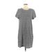 Current/Elliott Casual Dress - Mini Scoop Neck Short sleeves: Black Print Dresses - Women's Size Large