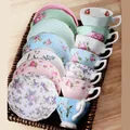 Ceramic Coffee Mug Cups Luxury and Delicacy Coffee Cup And Saucer Set with Spoon English Afternoon