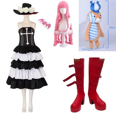 SingXeng Anime Perona Cosplay Kostüm für Frauen Mädchen Französisches Kleid Halloween Mit Hut Image