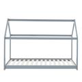 Lit enfant cabane pin gris 90x190 sommier inclus