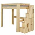 Pack lit mezzanine avec bureau et matelas bois massif 120x190 cm