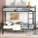 Space-Saving Full Over Full Bunk Bed with Ladder and High Guardrail, Black