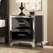 High Gloss Mirrored 2 Drawers Nightstand with Metal Handle