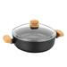 2 Piece 3.5 Liter Aluminum Nonstick Low Casserole Dish with Lid and Faux Wood Handles