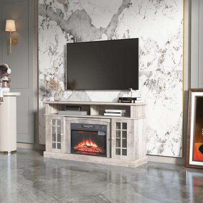 Entertainment Center with Electronic Fireplace and Remote Control