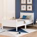 Twin Size Wooden Platform Bed Frame with Headboard & Footboard, Sleigh Bed with Wood Slat Support, Practical Durable Bed, White