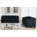 77" Tufted Low Backrest Velvet Upholstered 3 Seater Sofa 2pc, Black