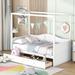 White Twin Size Canopy Day Bed with 2 Wood Storage Drawers & Solid Wood Slats Support for Kids Teens, No Box Spring Required