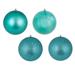 Vickerman 4.75" Teal 4-Finish Ball Ornament Assortment, 4 per Box - Green