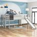 Full Size Loft Bed Wood Bed with Slide, Stair and Chalkboard, for Bedroom, Guest Room, Children Room, Dormitory