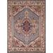 Light Blue Geometric Heriz Serapi Indian Area Rug Handmade Wool Carpet - 8'0"x 9'9"