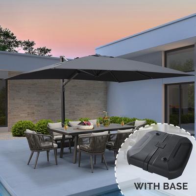 PURPLE LEAF Sturdy Heavy-duty Patio Cantilever Offset Umbrella 360-degree Rotation with Base