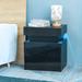 LED Nightstand Sofa Side Table Accent Storage End Table, Black