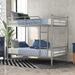 Modern Classic Metal Bunk Bed, Heavy Duty Metal Bunk Bed Frame with Ladder and Guardlails, Save Space/Split Into 2 Beds