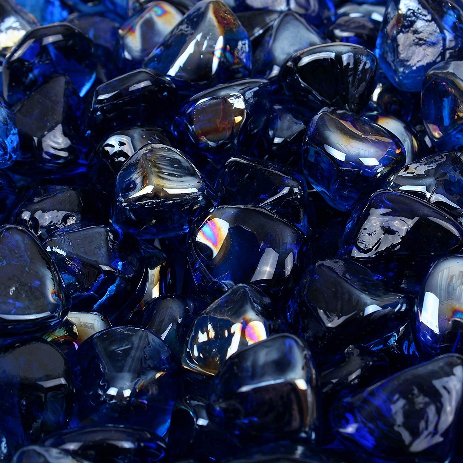 Dark Blue Fire Pit Glass Diamonds