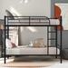 Space-Saving Twin Over Twin Bunk Bed with Ladder and High Guardrail, Black
