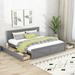 King Size Platform Bed with 4 Large Storage Drawers and Wood Slats, Pine Wood Bed with Headboard and Footboard