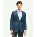 Brooks Brothers Men's Classic Fit Wool Hopsack Plaid Patch Pocket Sport Coat | Navy | Size 42 Long