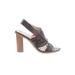 Charles by Charles David Heels: Slingback Chunky Heel Bohemian Brown Print Shoes - Women's Size 9 - Open Toe