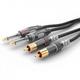 Sommer Cable HBA-62C2-0300 Jack / RCA Audio/phono Cable [2x Jack plug 6.3 mm (mono) - 2x RCA plug (phono)] 3.00 m Black