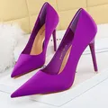 BIGTREE Scarpe Décolleté da donna in raso 2025 Nuovi tacchi alti viola Scarpe da donna di moda Stiletto Lusso Nobile Scarpe da festa Tacchi da donna