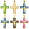 Juya Handmade 18K Real Gold Plated Opal Shell Christian Cross Charms per fai da te religioso regalo