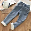 2-13 anni bambino bambino Jeans invernali bambini velluto spesso pantaloni in Denim caldo per