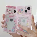 Cartoon Hello Kitty Little Twin Stars Photo Card Holder custodia a portafoglio per iPhone 14 13 Pro