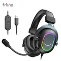 Cuffie da gioco RGB dinamiche Fifine con microfono Cuffie over-ear Suono surround 7.1 PC PS4 PS5 3 opzioni EQ Gioco Film Musica