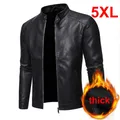 Giacca da uomo in pelle PU giacche da motociclista da motociclista da uomo 2021 autunno inverno caldo nero Outwear cappotti 5XL Plus Szie