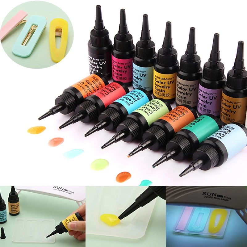 45 colori colla resina UV 10ml colla epossidica resistente ai raggi ultravioletti colla UV fai-da-te colore resina creazione di gioielli colla ad asciugatura rapida trasparente