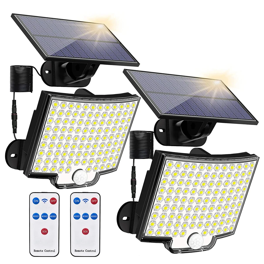 106/318 LED Luce solare per esterni 328 faretti a LED IP65 Sensore di movimento impermeabile Luci di sicurezza per inondazioni solari umane 3 modalità
