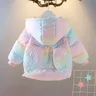 2024 New Fashion Colorful Unicorn Jackets For Girls Coat Winter Warm Hooded Parka Snowsuit Cute Wing