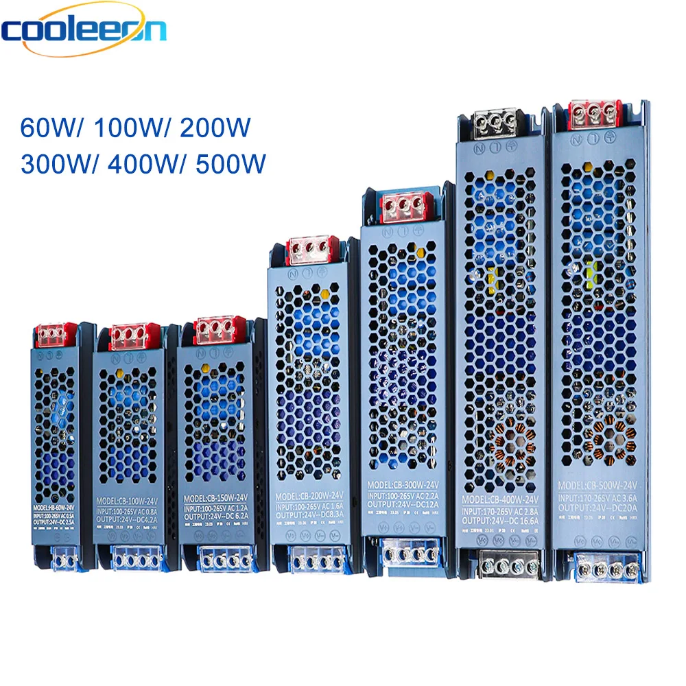 Alimentatore LED 12V 24V 500W 400W 300W 200W 100W 60W Driver LED Convertitore trasformatore AC/DC per illuminazione domestica per strisce LED